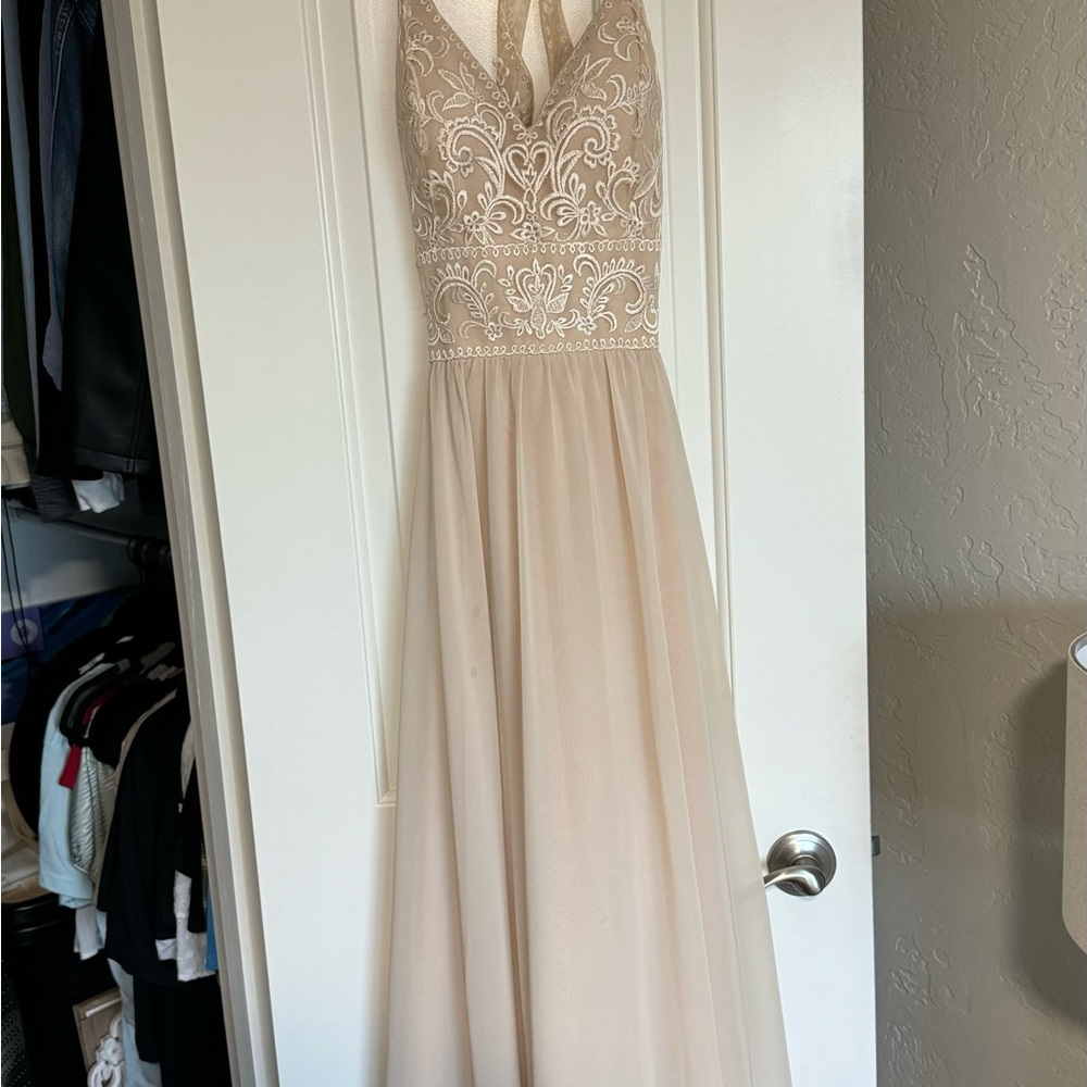 Kennedy Blue Champagne Lacey Bridesmaids Dress for Weddings